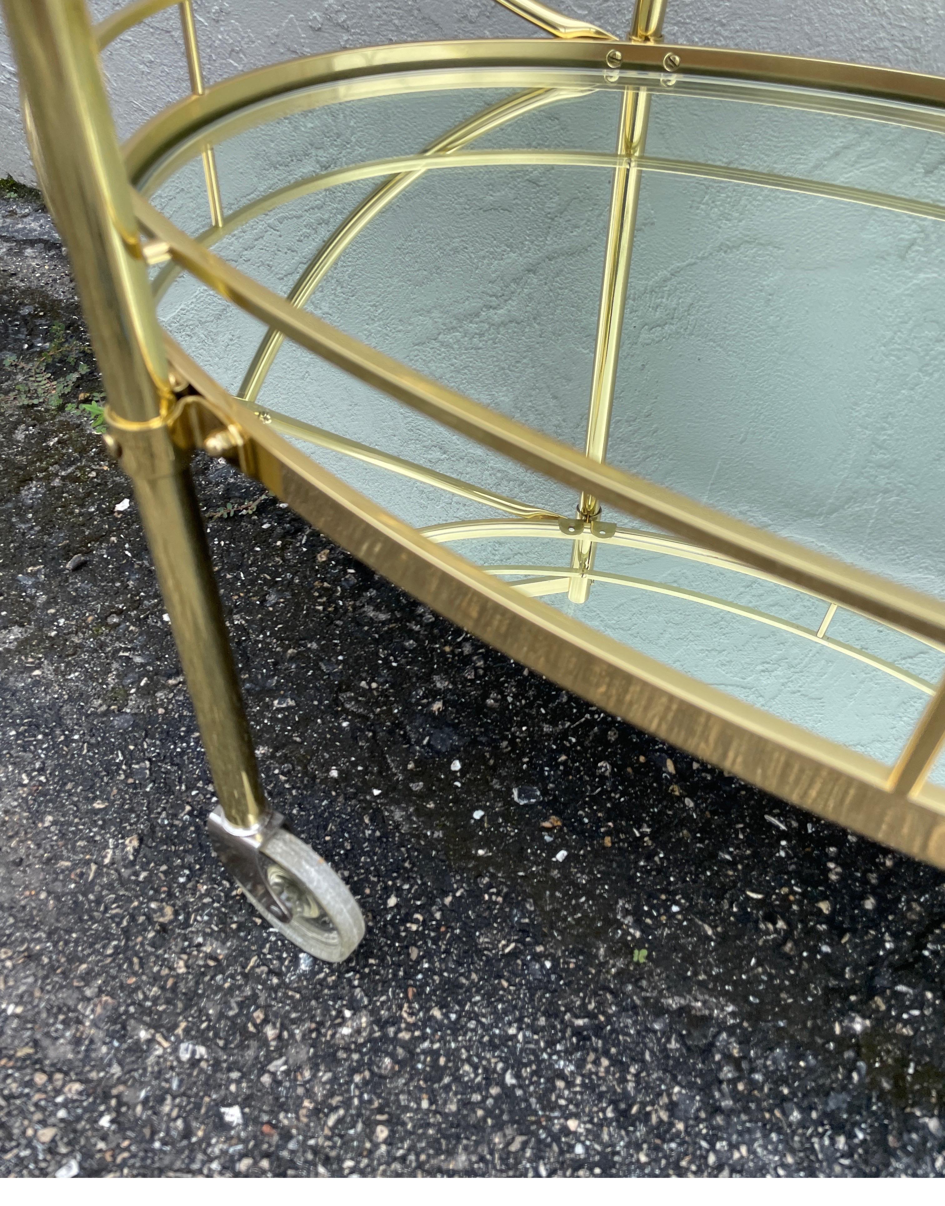 Mid Century Italian Oval Shaped Brass Bar Cart 3