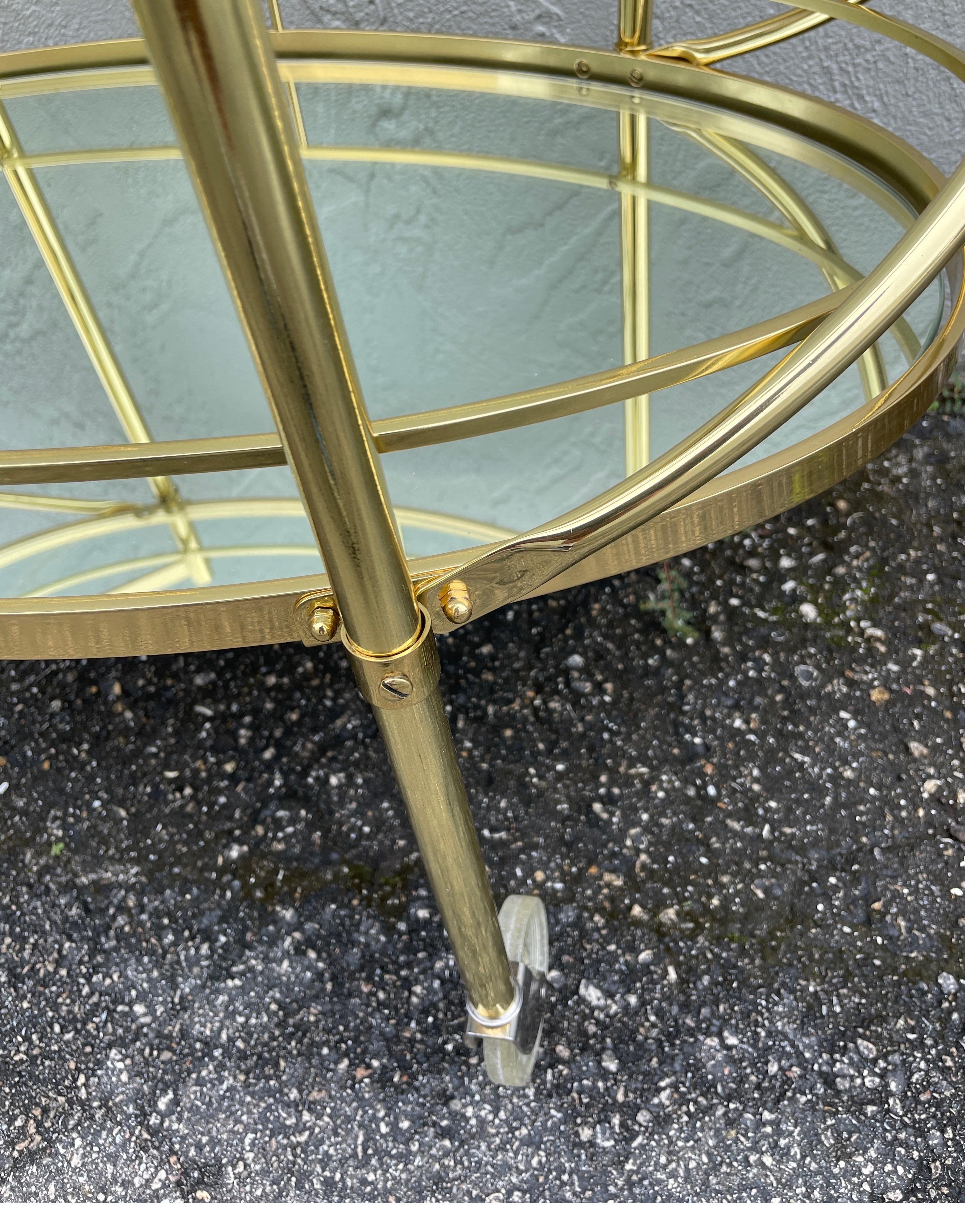 Mid Century Italian Oval Shaped Brass Bar Cart 4