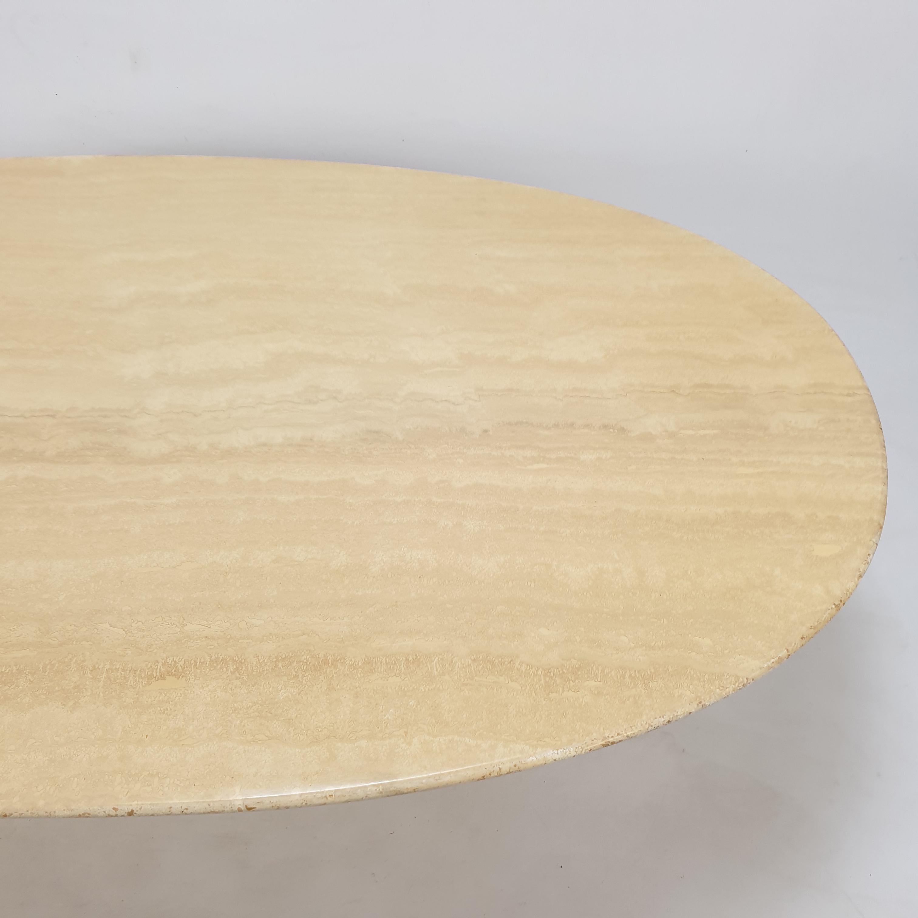 Mid-Century Italian Oval Travertine Coffee Table, 1980s 11