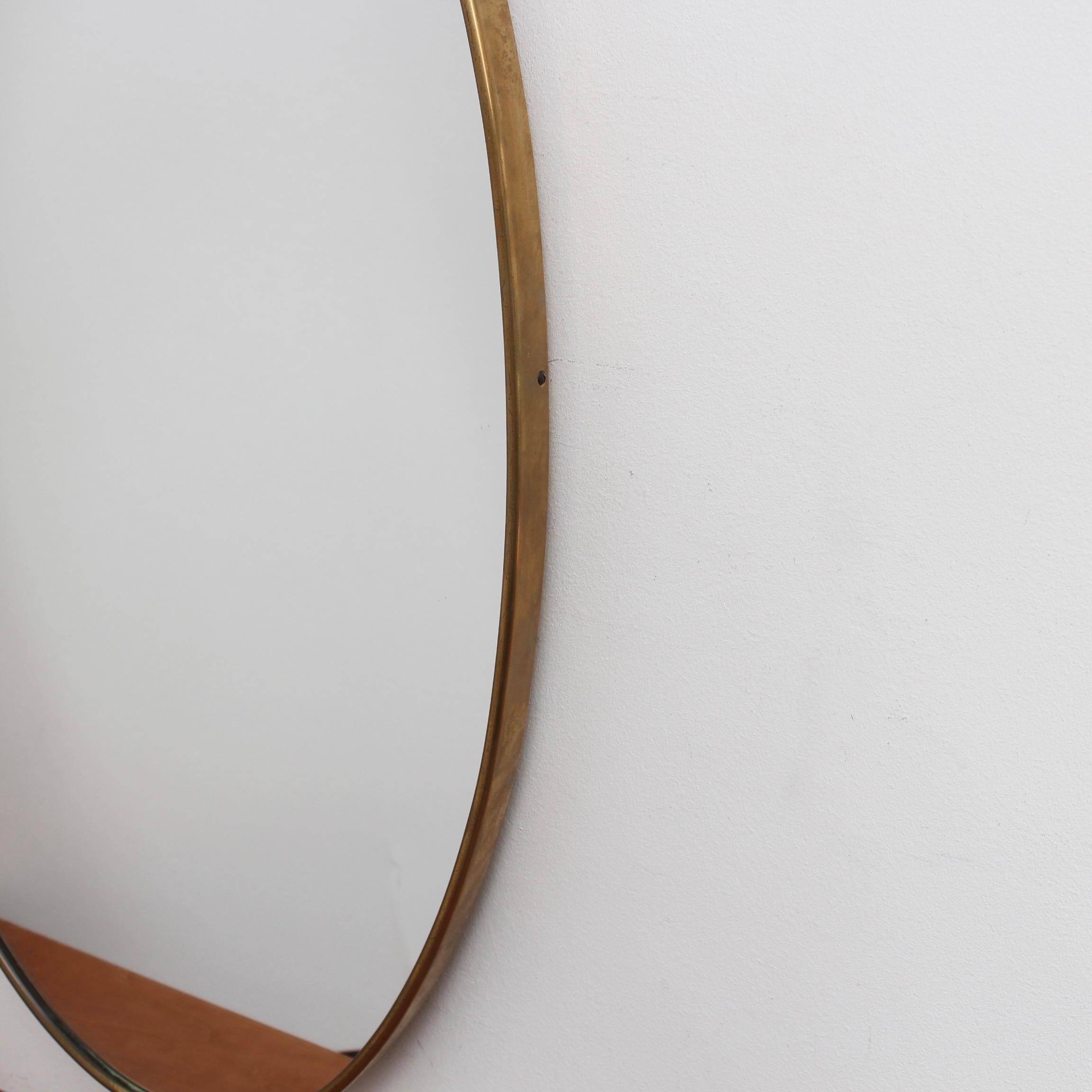 Mid-Century Italian Oval Wall Mirror with Brass Frame (circa 1950s) 5