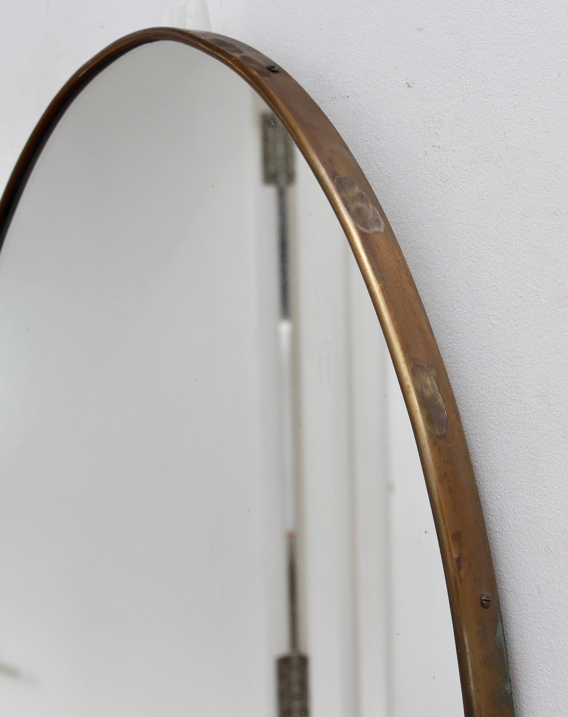 Mid-Century Italian Oval Wall Mirror with Brass Frame (circa 1950s) 5
