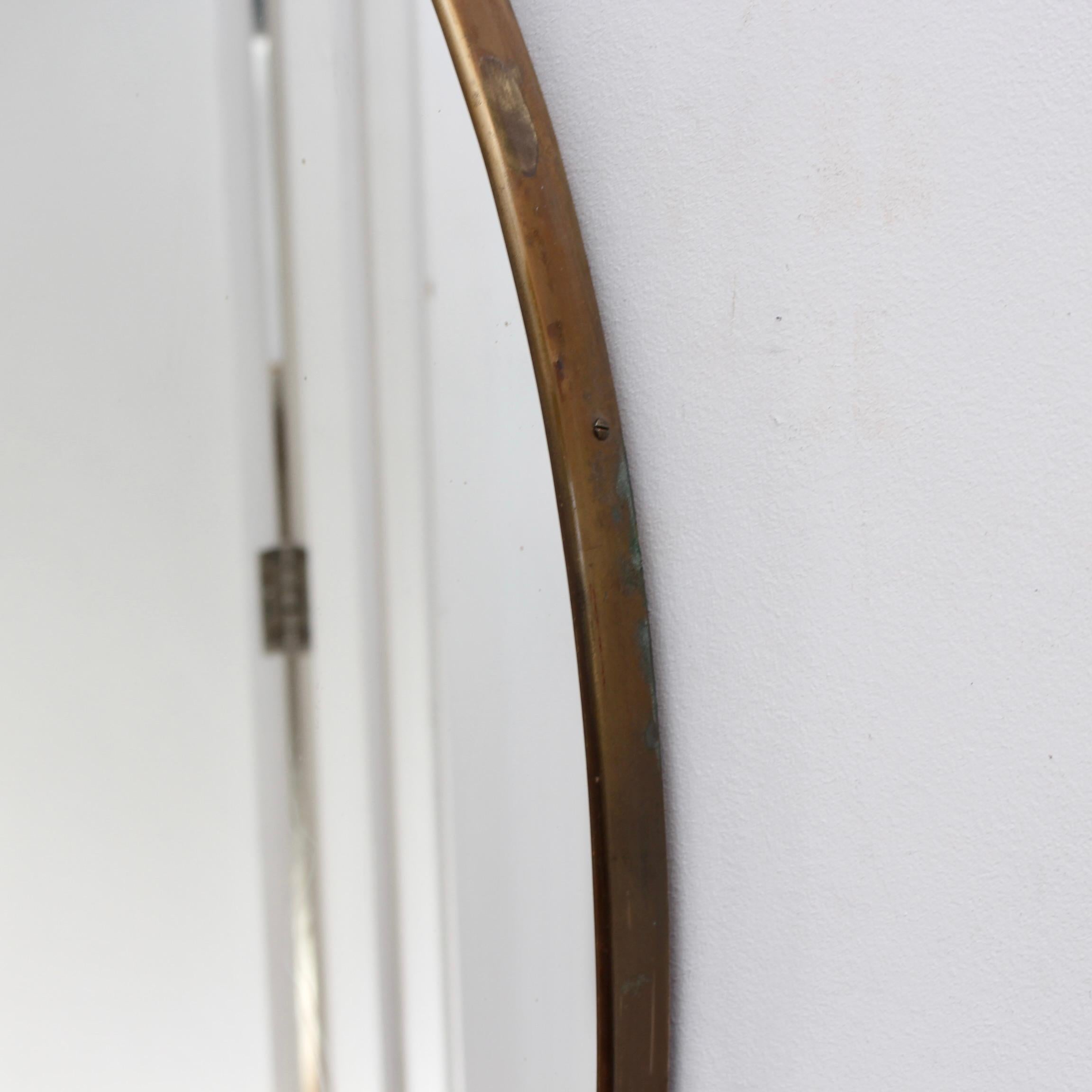 Mid-Century Italian Oval Wall Mirror with Brass Frame (circa 1950s) 6