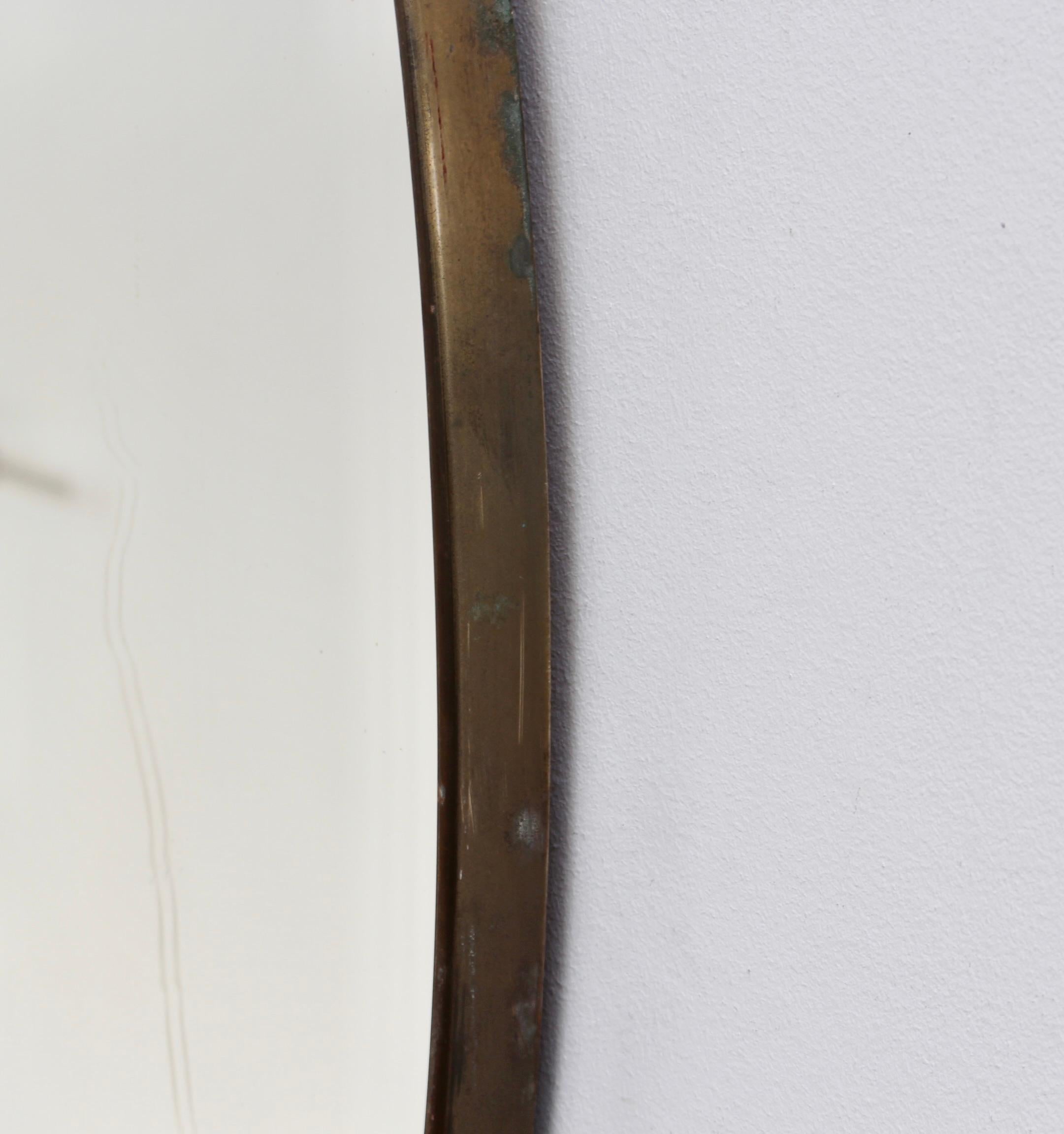 Mid-Century Italian Oval Wall Mirror with Brass Frame (circa 1950s) 7