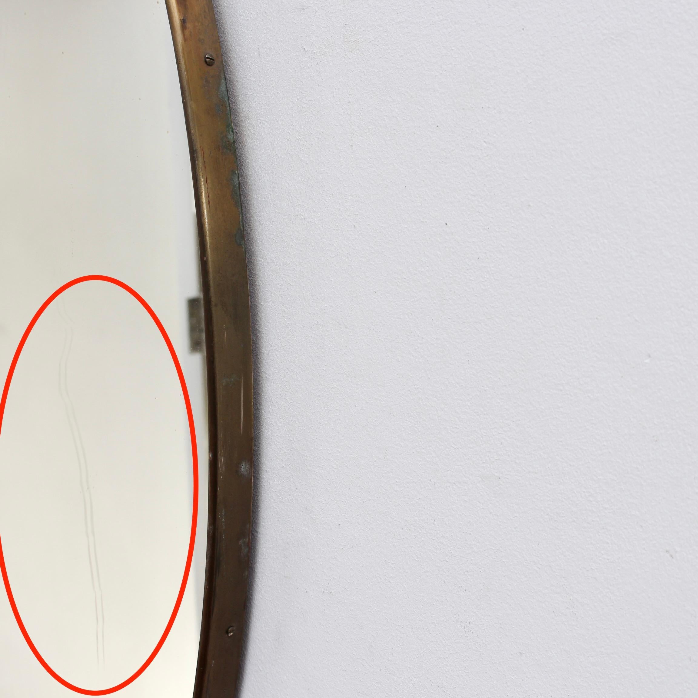 Mid-Century Italian Oval Wall Mirror with Brass Frame (circa 1950s) 8
