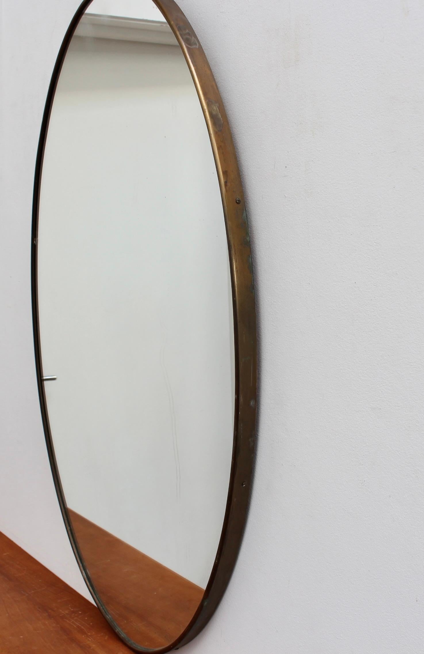 Mid-Century Italian Oval Wall Mirror with Brass Frame (circa 1950s) 10