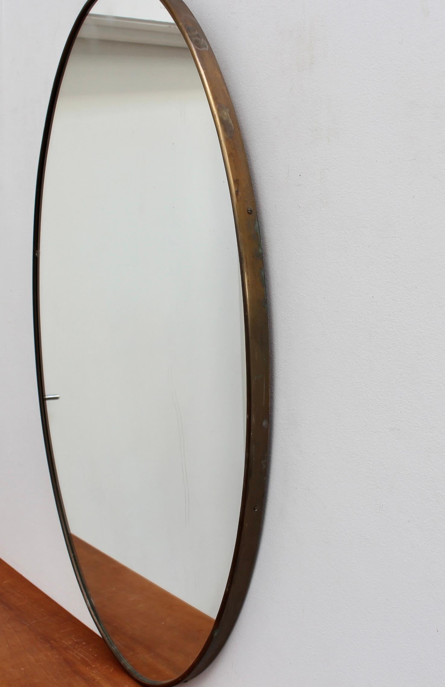Mid-Century Italian Oval Wall Mirror with Brass Frame (circa 1950s) 9
