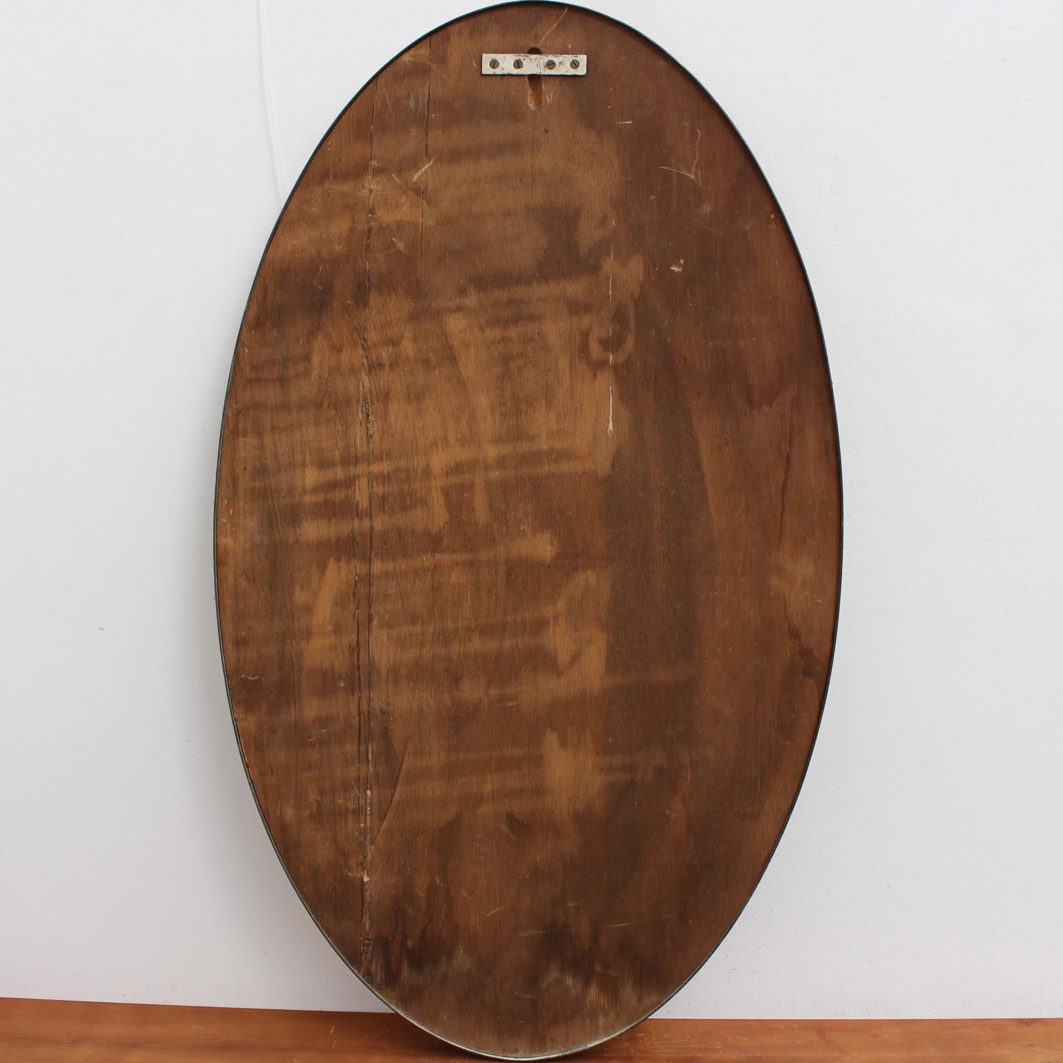 Mid-Century Italian Oval Wall Mirror with Brass Frame (circa 1950s) 11