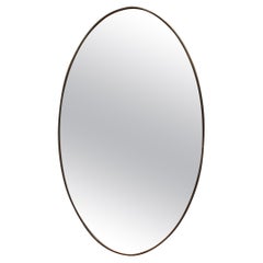 Mid-Century Italian Oval Wall Mirror with Brass Frame (circa 1950s)