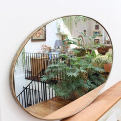 Mid-Century Italian Oval Wall Mirror with Brass Frame, 'circa 1950s', Large