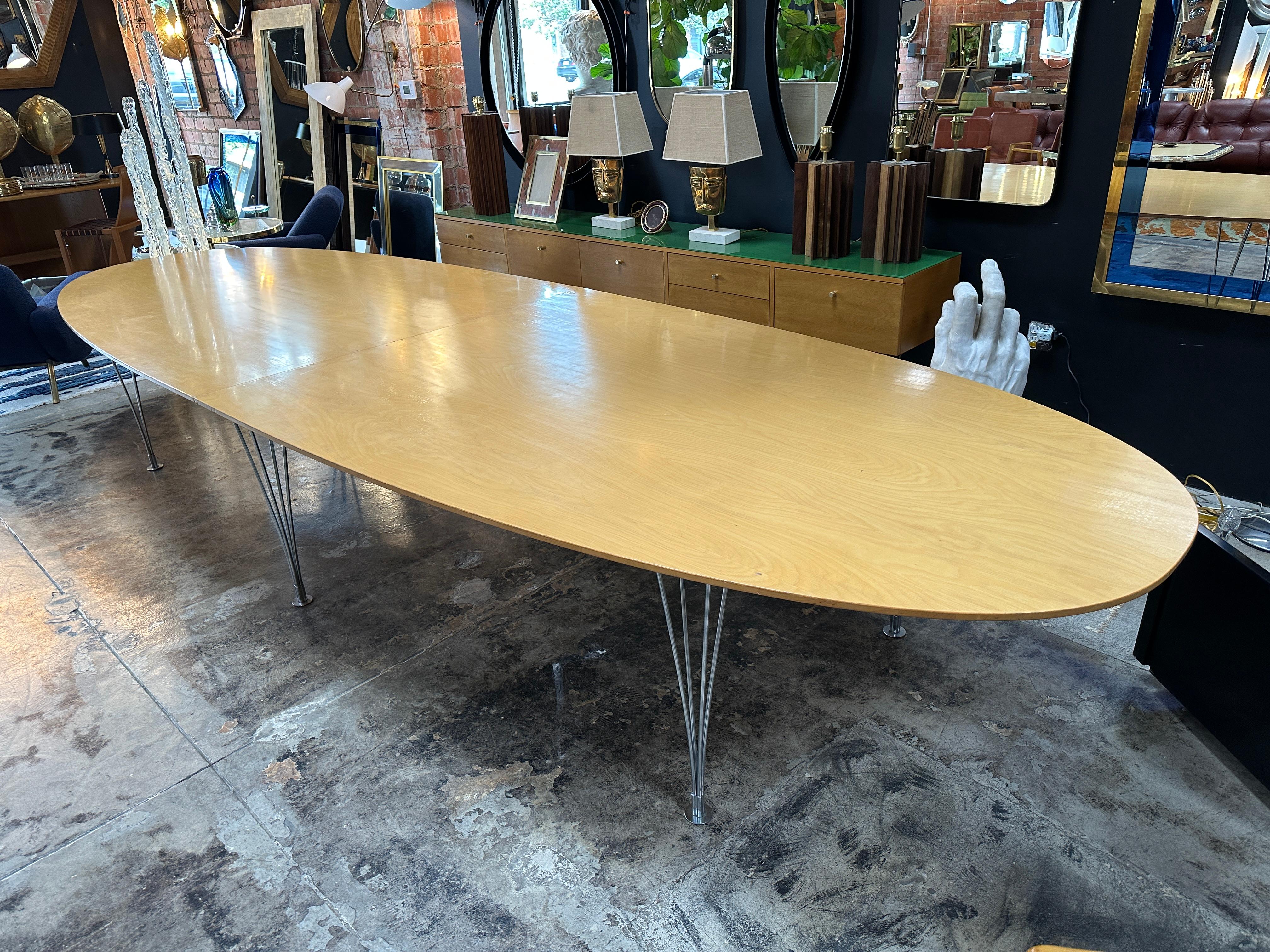 Chrome Mid Century Italian Oversize Oval Dining Table 1980s For Sale