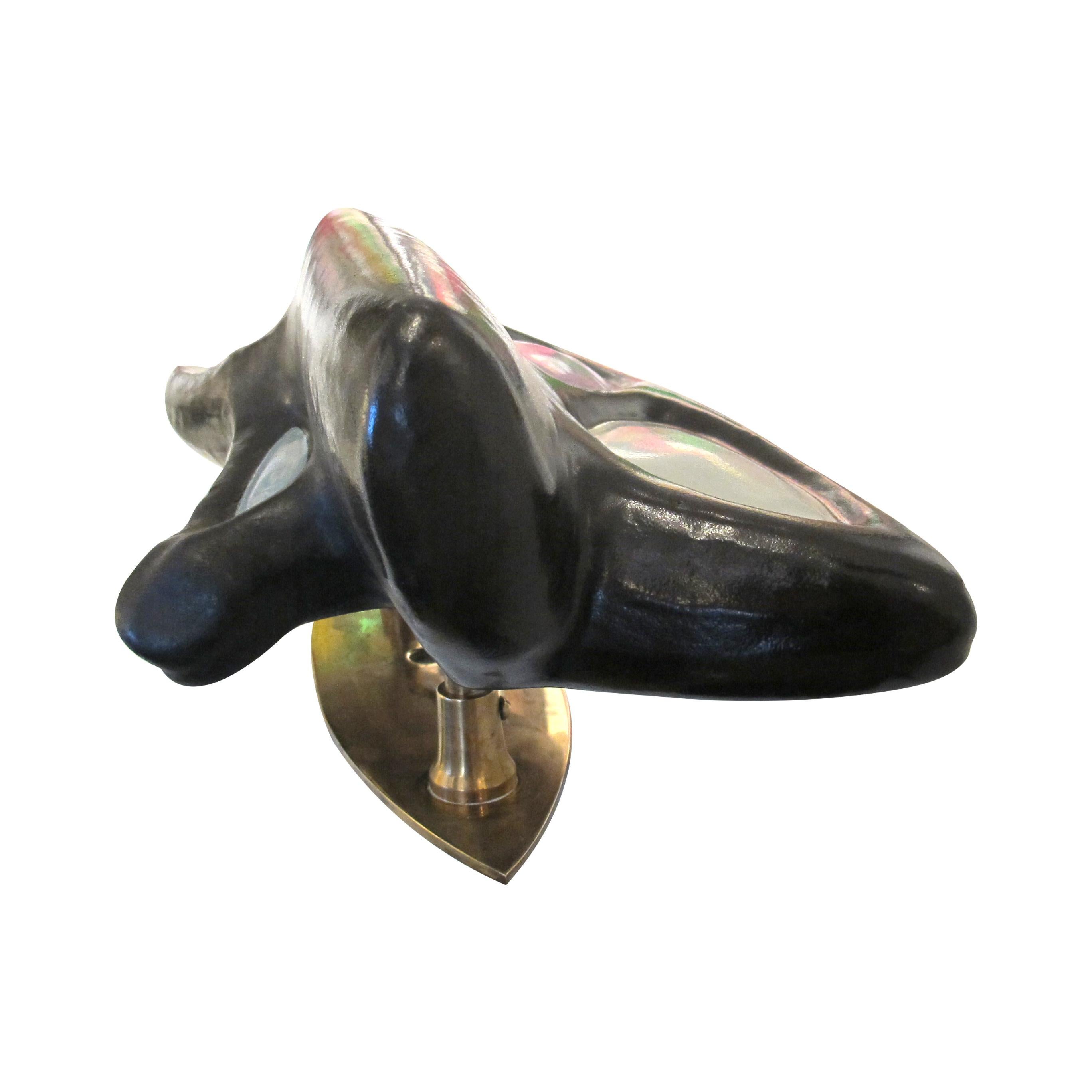 Brass Mid-Century Italian Oversized Ceramic Door Handle, 1950s For Sale