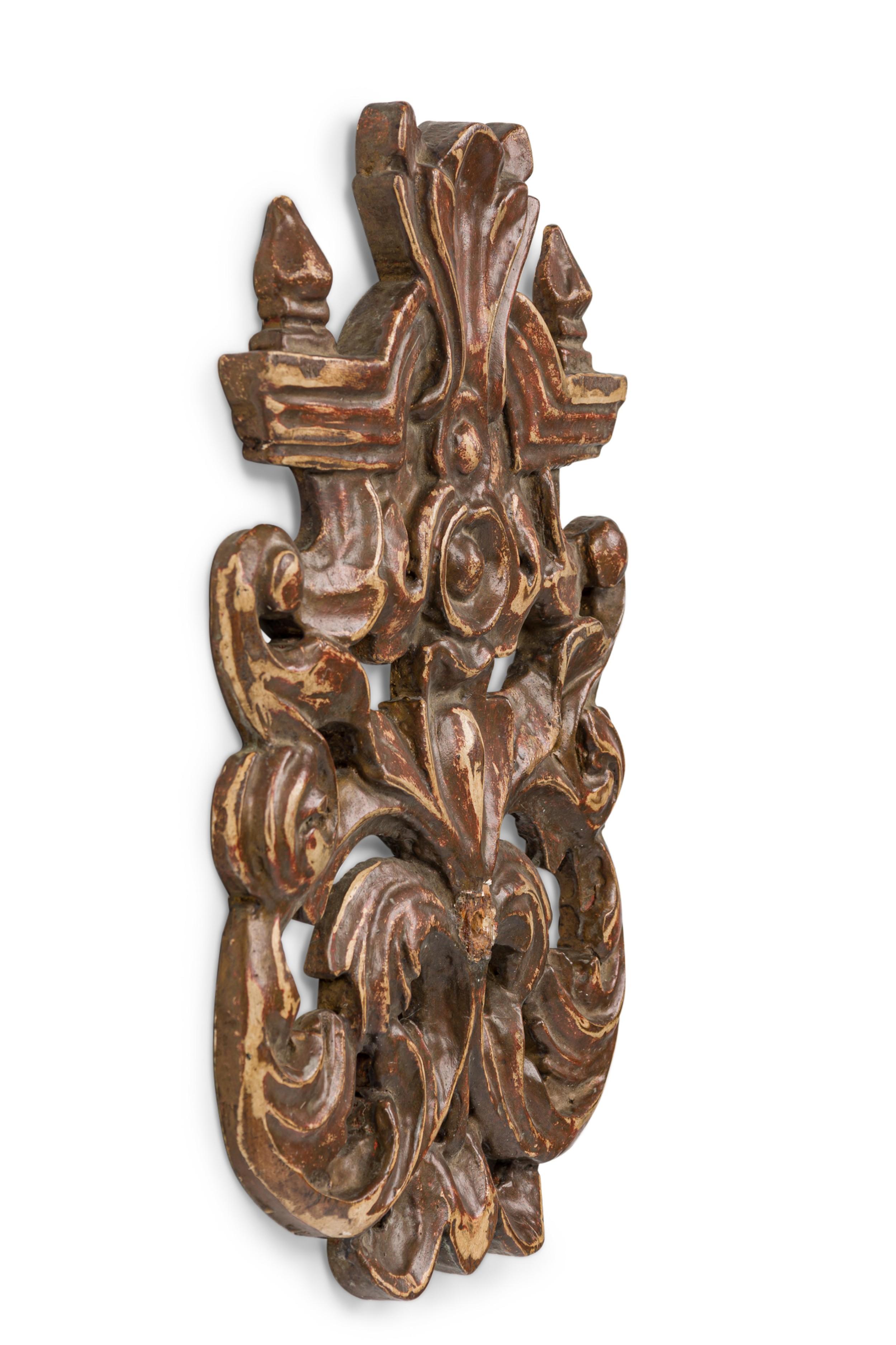 Mid-Century Modern Mid-Century Italian Painted and Carved Wood Scroll Wall Applique For Sale