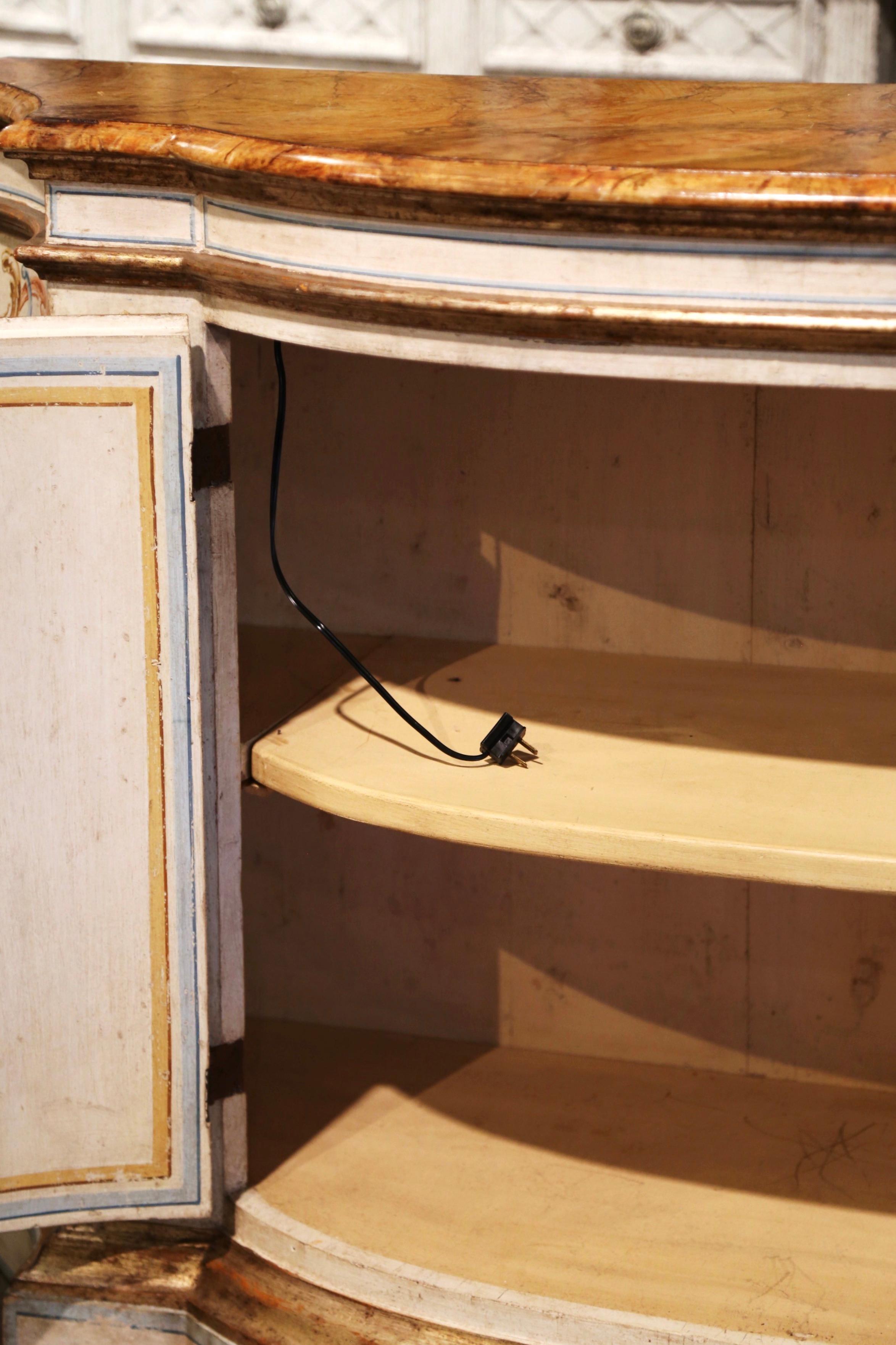 Mid-Century Italian Painted and Parcel Gilt Bombe Credenza Two-Door Buffet 2