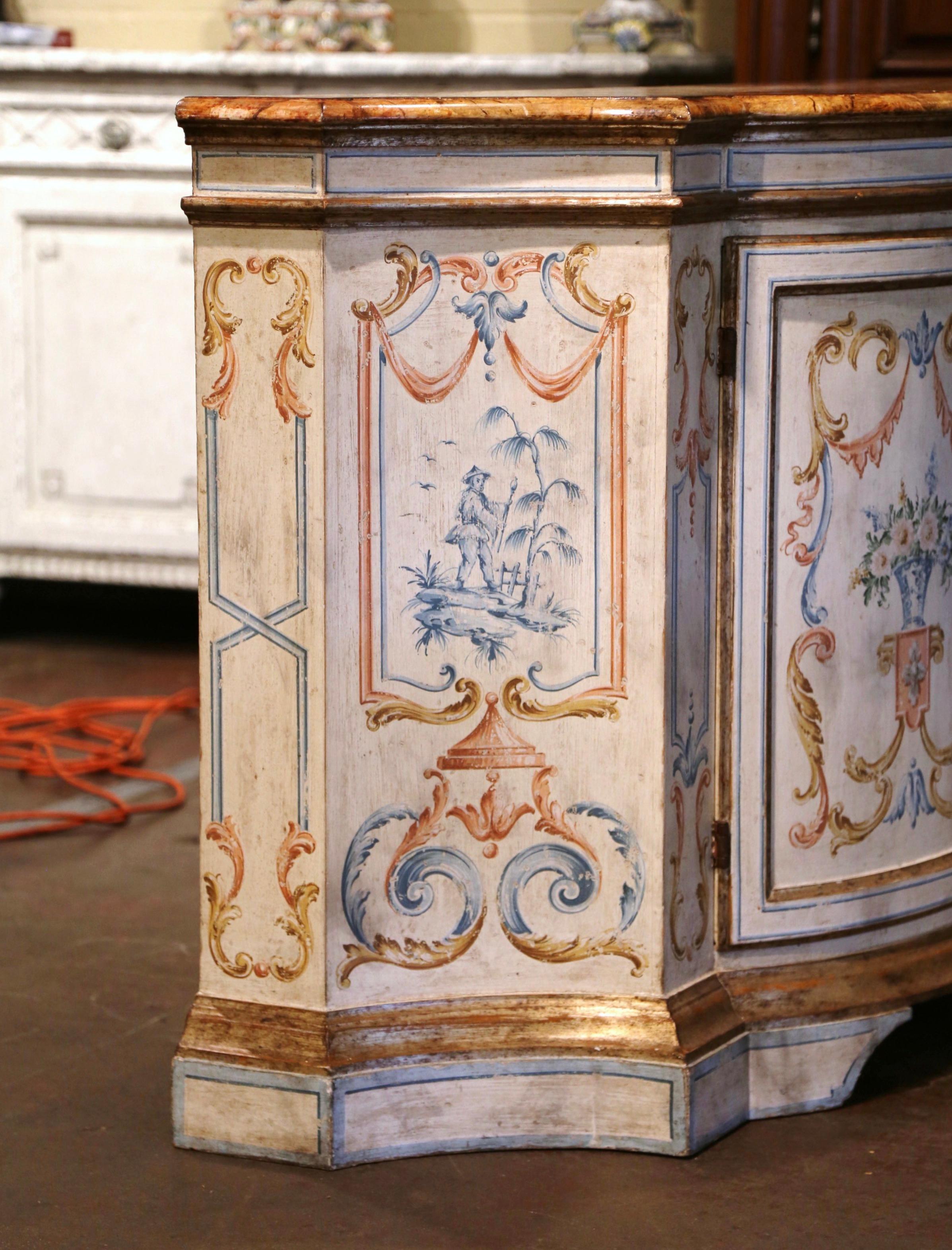 Mid-Century Italian Painted and Parcel Gilt Bombe Credenza Two-Door Buffet 4