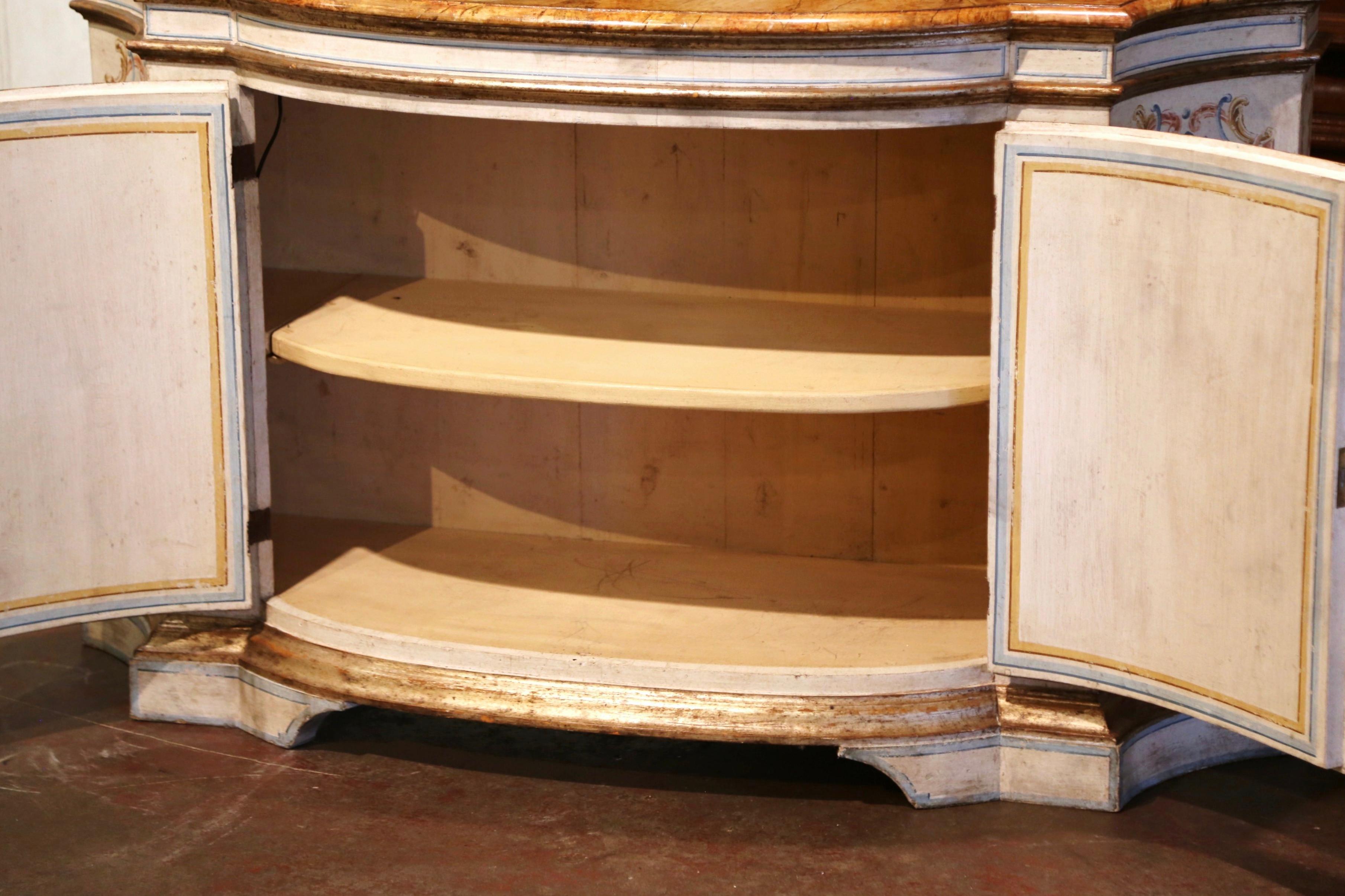 20th Century Mid-Century Italian Painted and Parcel Gilt Bombe Credenza Two-Door Buffet
