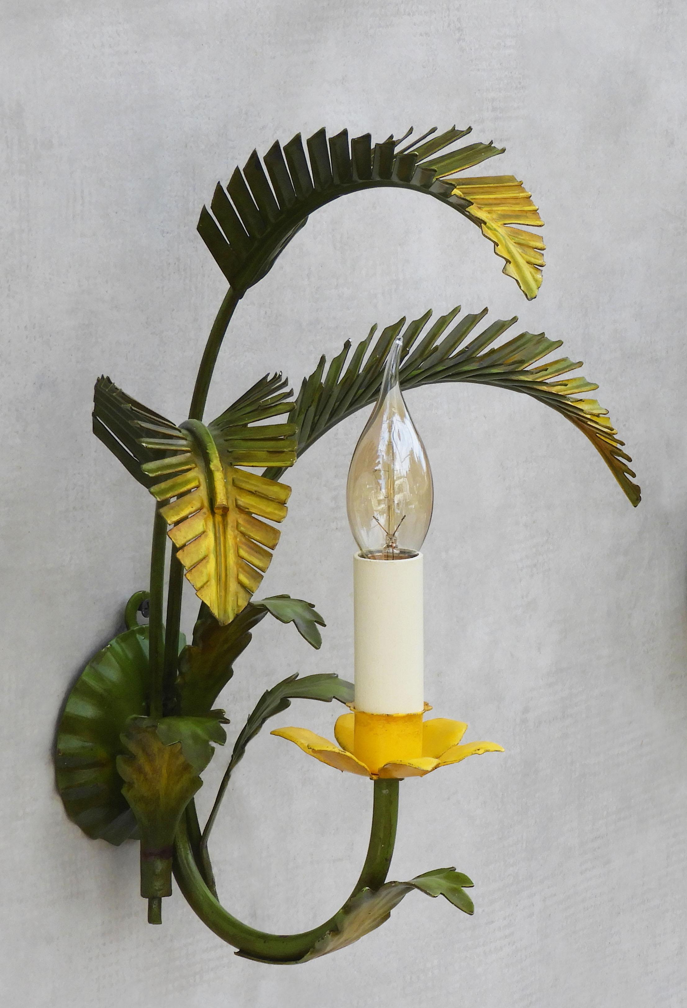 20th Century Mid Century Italian Palm Leaf Wall Lights C1950 Two Pairs Available For Sale