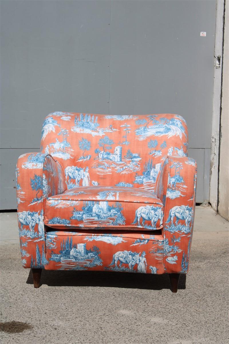 Italienische Sessel aus der Mitte des Jahrhunderts, Palolo Buffa-Design, Fornasetti-Stil, bedruckt  im Angebot 6