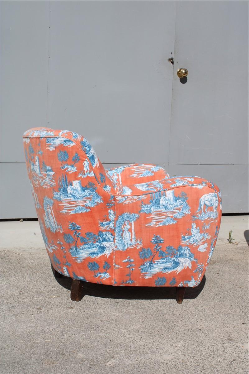 Italienische Sessel aus der Mitte des Jahrhunderts, Palolo Buffa-Design, Fornasetti-Stil, bedruckt  im Angebot 12
