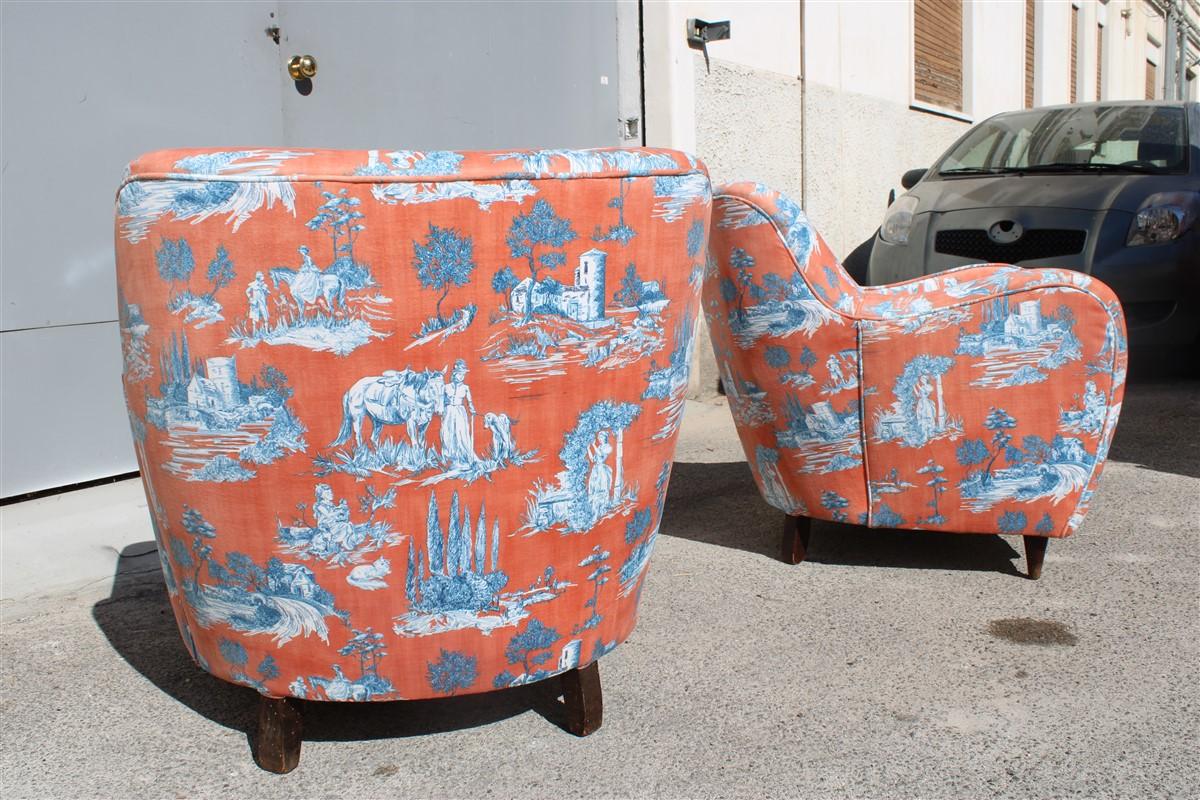 Italienische Sessel aus der Mitte des Jahrhunderts, Palolo Buffa-Design, Fornasetti-Stil, bedruckt  im Angebot 2