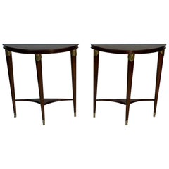 Mid Century Italian Pair Half Moon Consoles By Attilio Romano Firenze