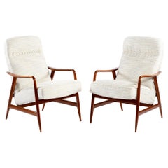Mid Century Italian Pair of Armachairs Soild Wood Structure by Framar