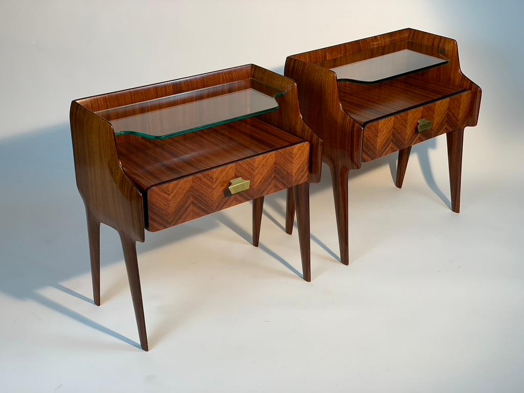 Pair of Mid-Century Modern Italian bedside tables produced by the 