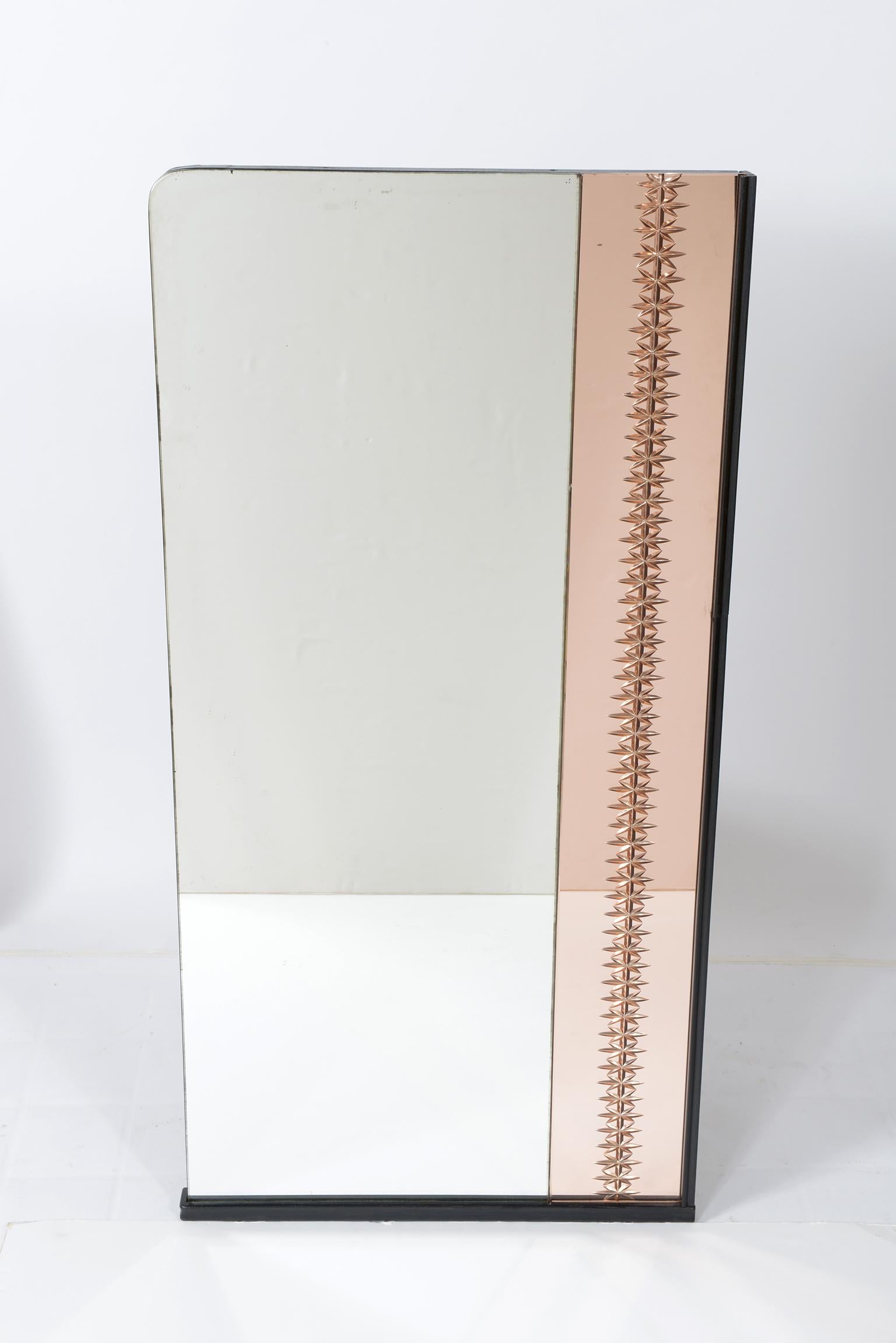 Midcentury Italian Pair of Mirrors with Left and Right Engraved Decorations 6