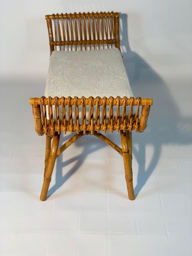 Midcentury Italian Pair of Rattan Bamboo Benches 5
