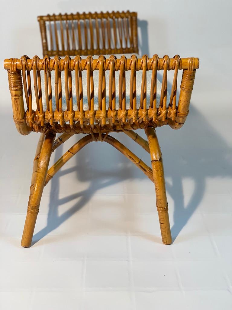 Midcentury Italian Pair of Rattan Bamboo Benches 6