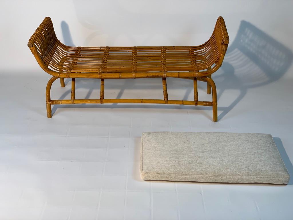 Midcentury Italian Pair of Rattan Bamboo Benches 7