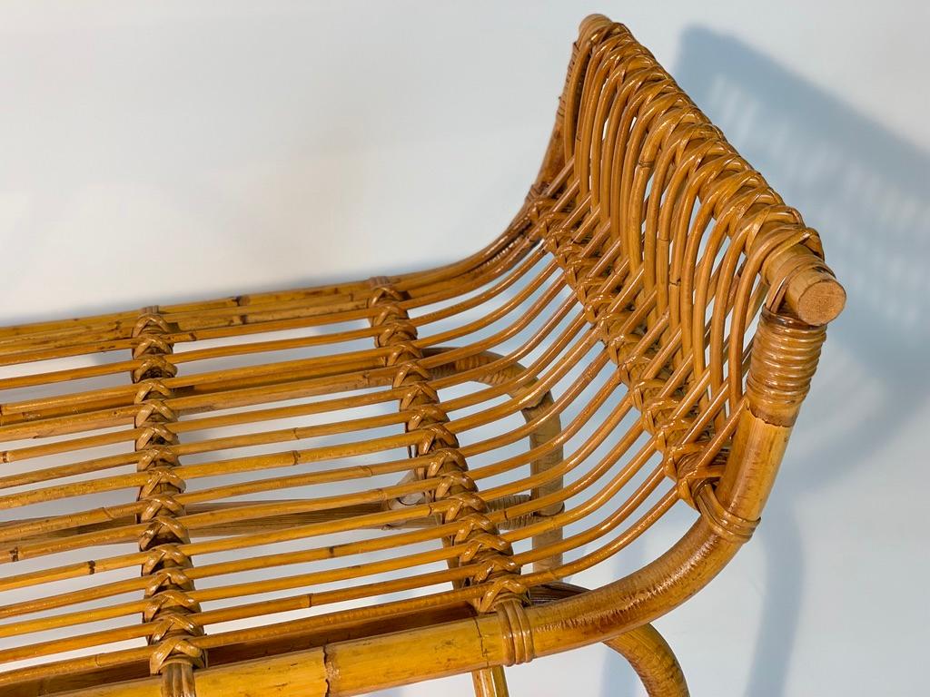 Midcentury Italian Pair of Rattan Bamboo Benches 9
