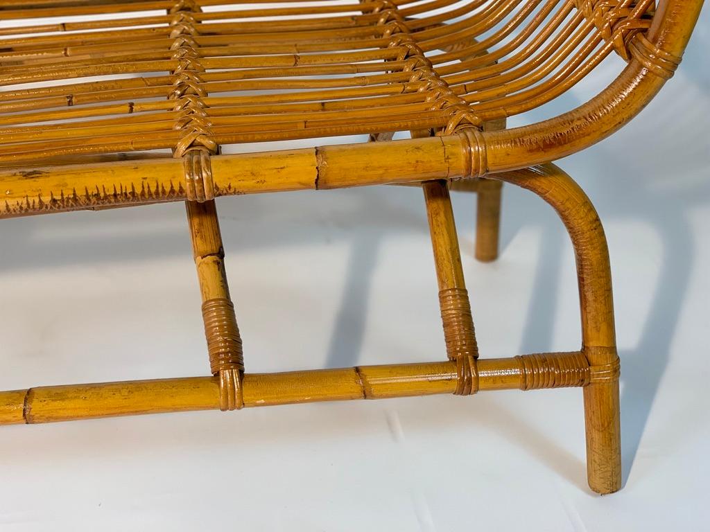 Midcentury Italian Pair of Rattan Bamboo Benches 10
