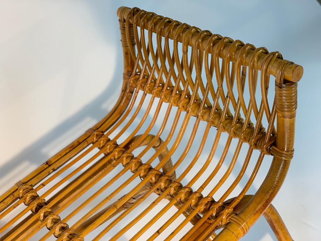 Midcentury Italian Pair of Rattan Bamboo Benches 11