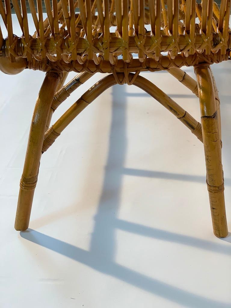 Midcentury Italian Pair of Rattan Bamboo Benches 12