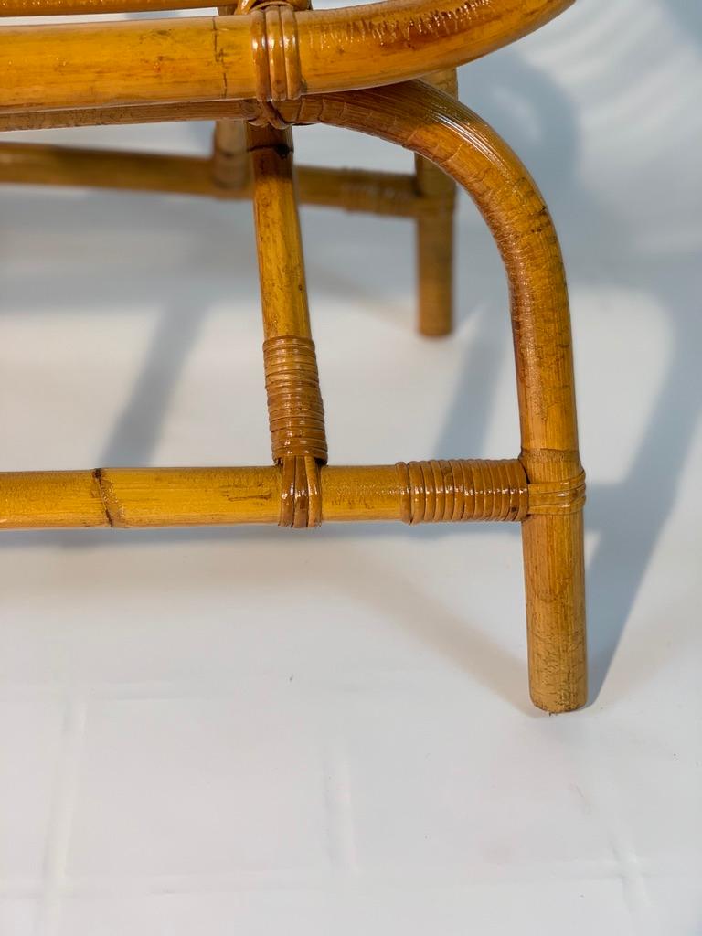 Midcentury Italian Pair of Rattan Bamboo Benches 14