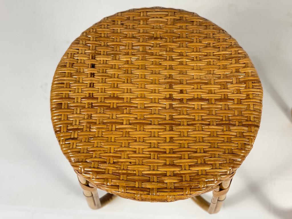 Midcentury Italian Pair of Rattan Bamboo Side Tables or Stools 5