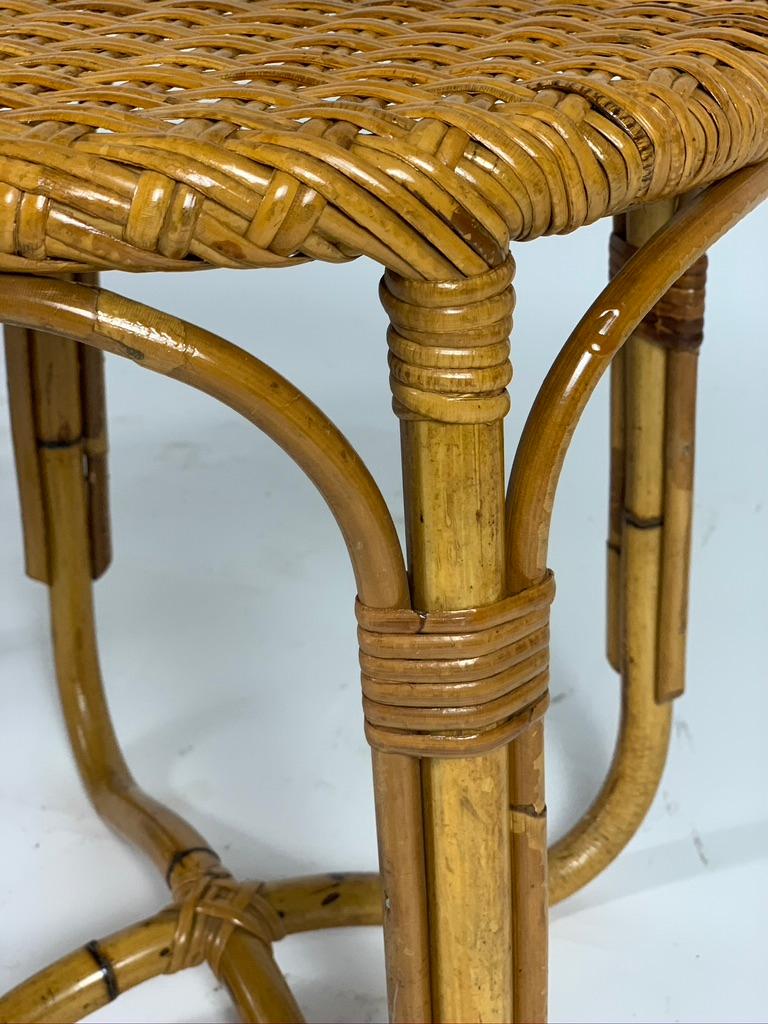 Midcentury Italian Pair of Rattan Bamboo Side Tables or Stools 7