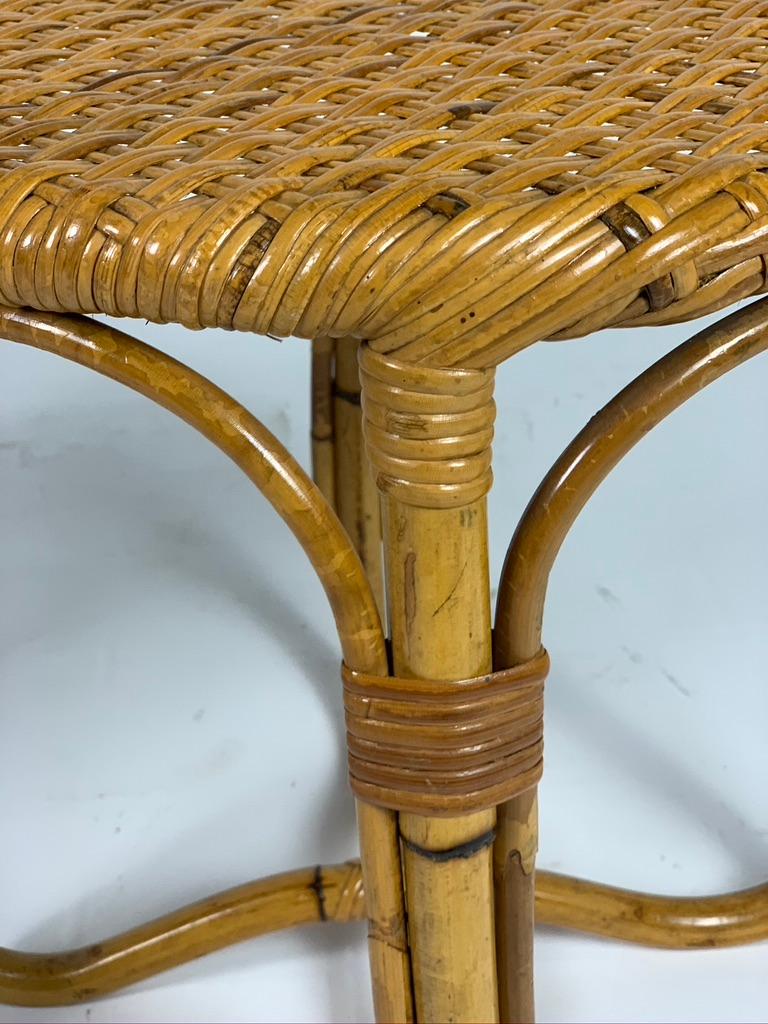 Midcentury Italian Pair of Rattan Bamboo Side Tables or Stools 9