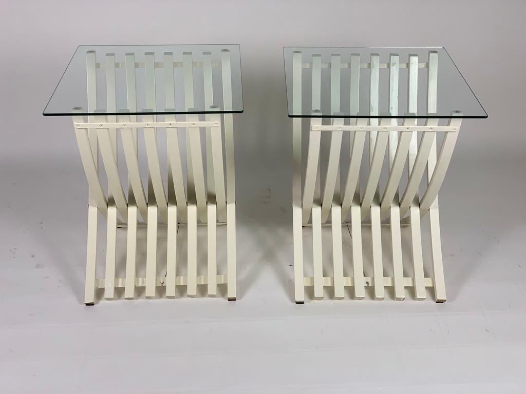 Midcentury Italian Pair of White Lacquered Folding Tables For Sale 4