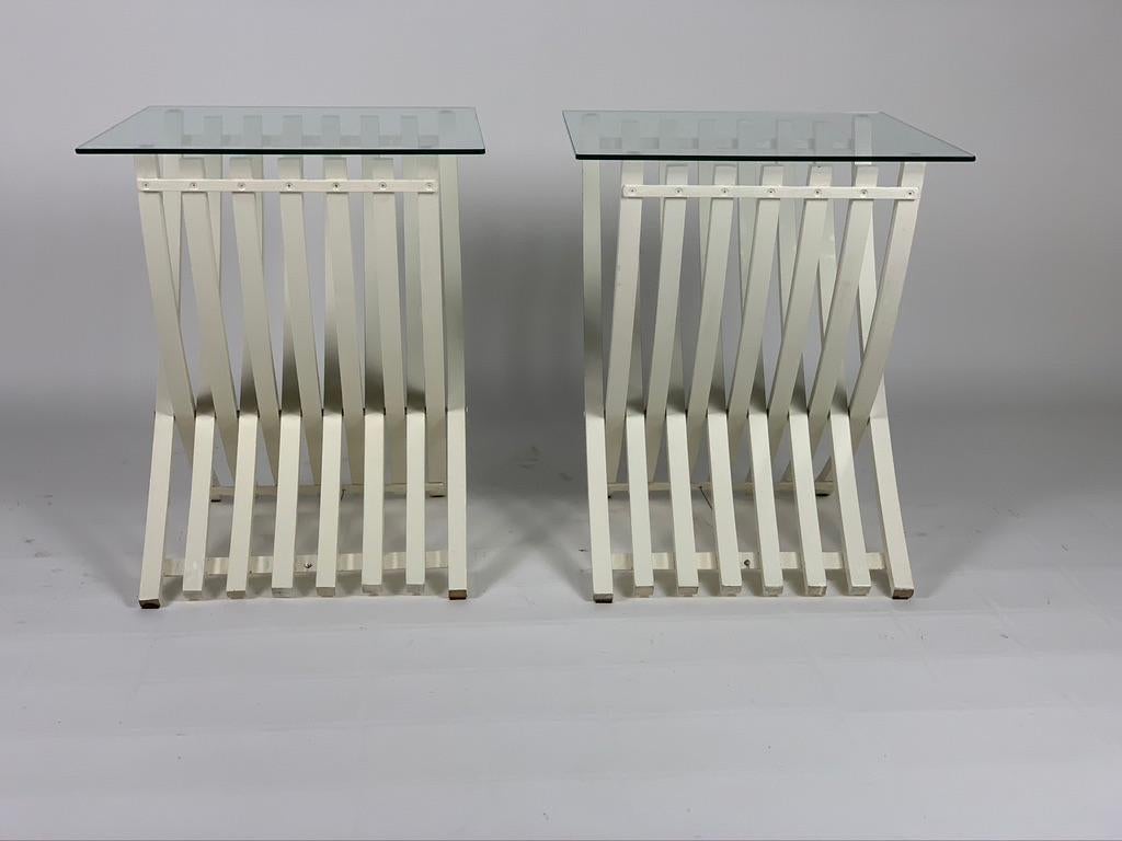 Midcentury Italian Pair of White Lacquered Folding Tables For Sale 5