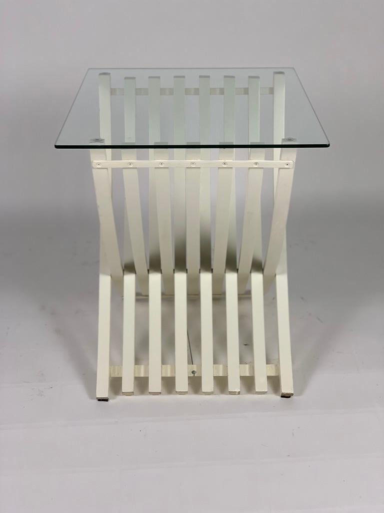 Midcentury Italian Pair of White Lacquered Folding Tables For Sale 8