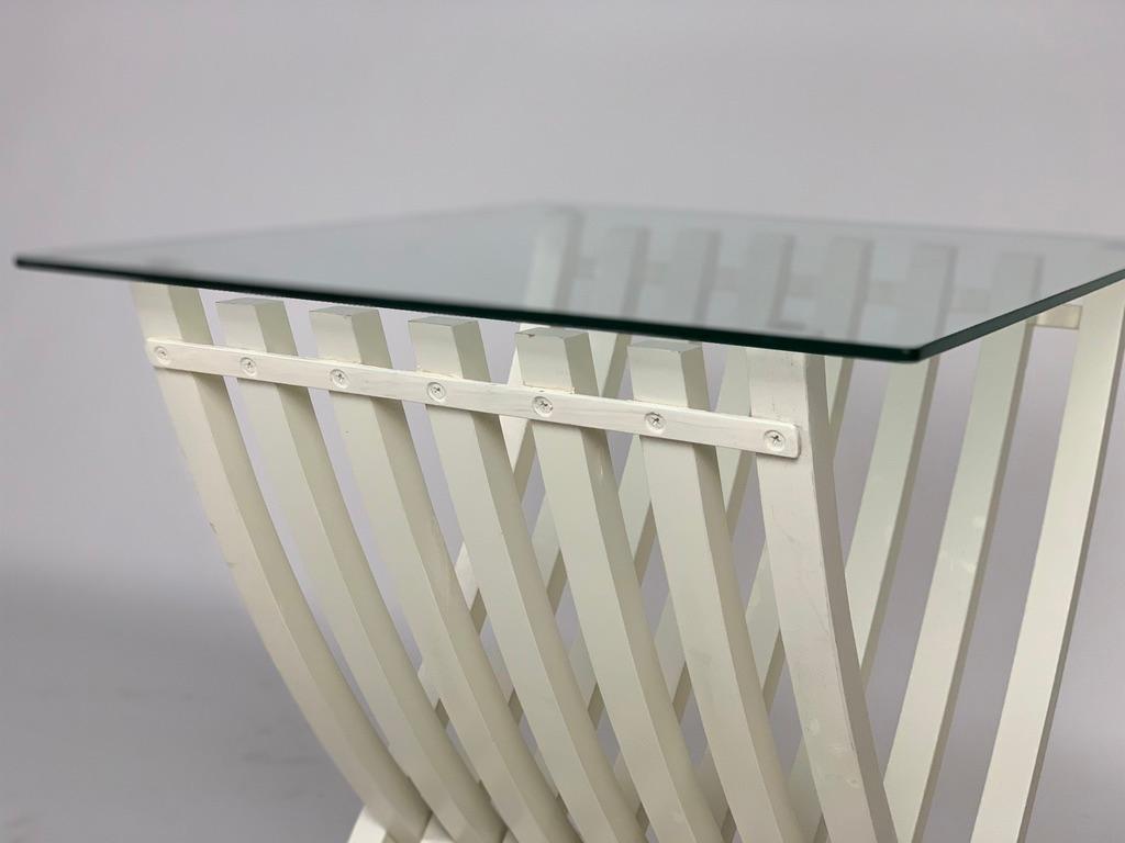 Midcentury Italian Pair of White Lacquered Folding Tables For Sale 11