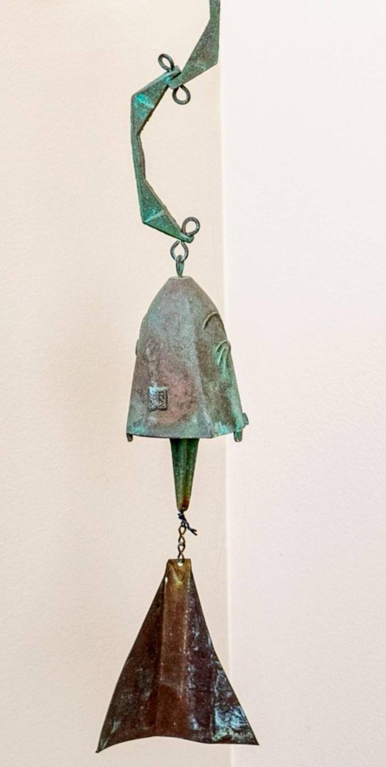 Patinated Mid-Century Italian Paolo Soleri Brutalist Wind Chime Sculpture For Sale