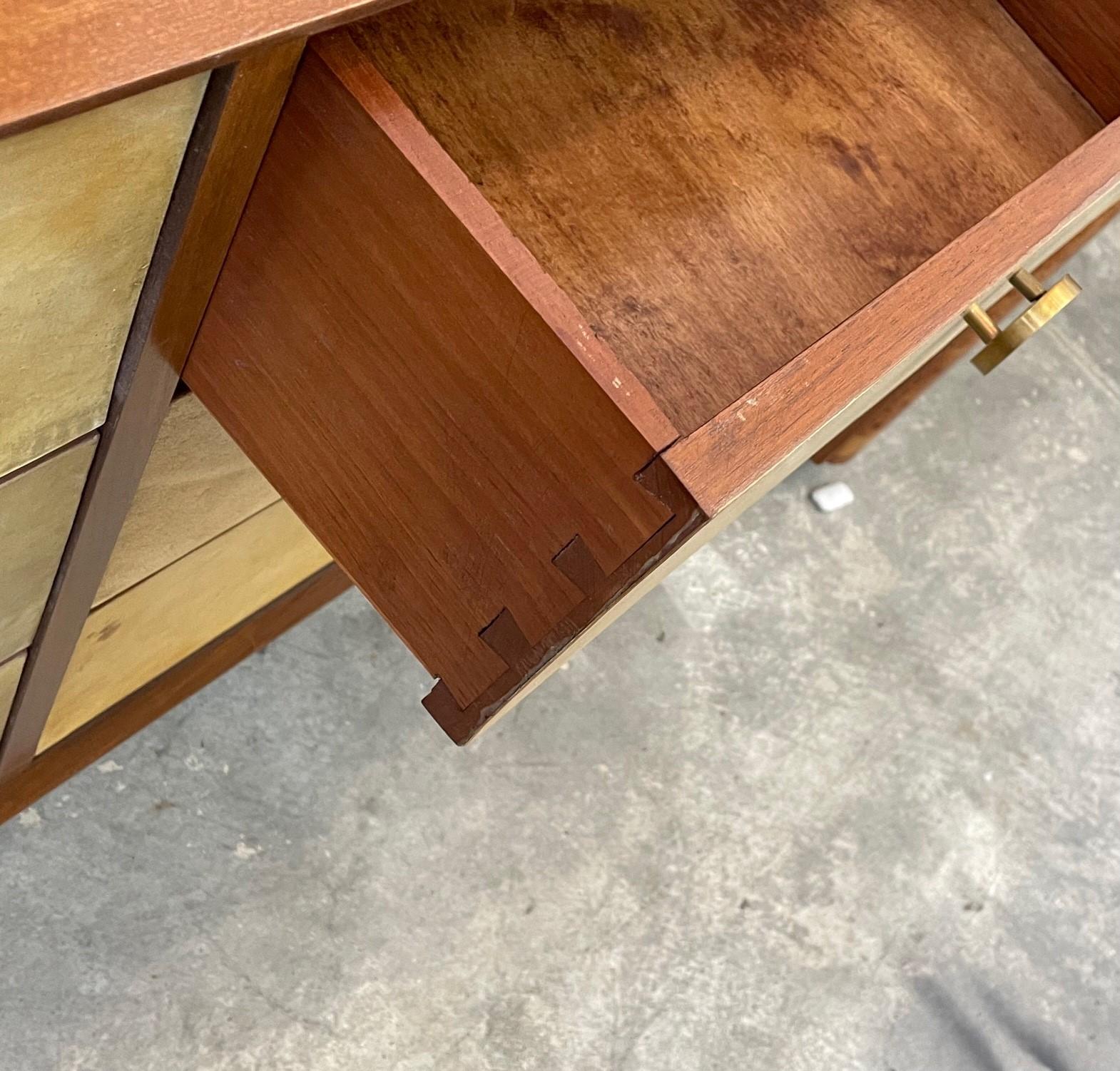 Mid-Century Italian Parchment and Mahogany Chest For Sale 1