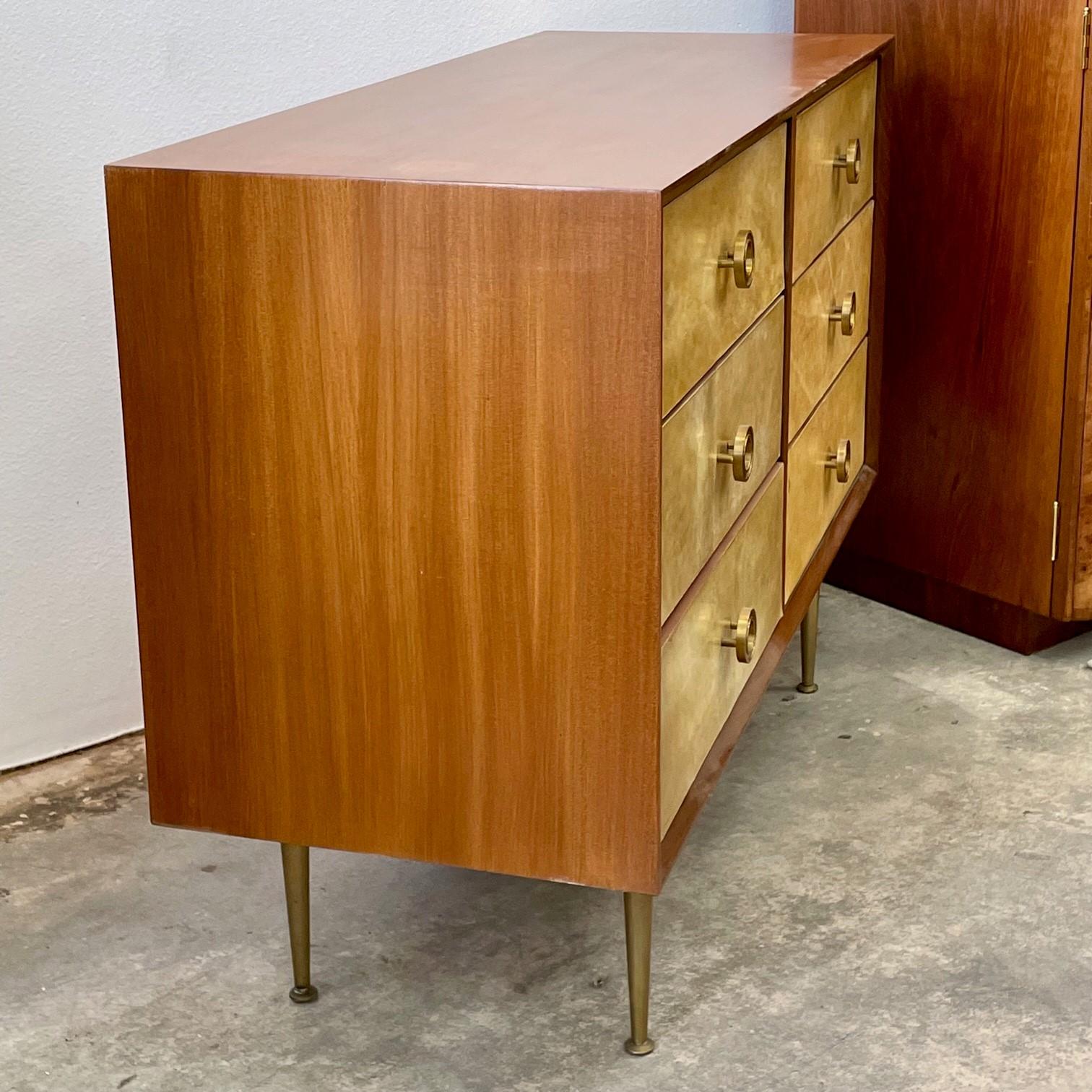 Mid-Century Italian Parchment and Mahogany Chest For Sale 2