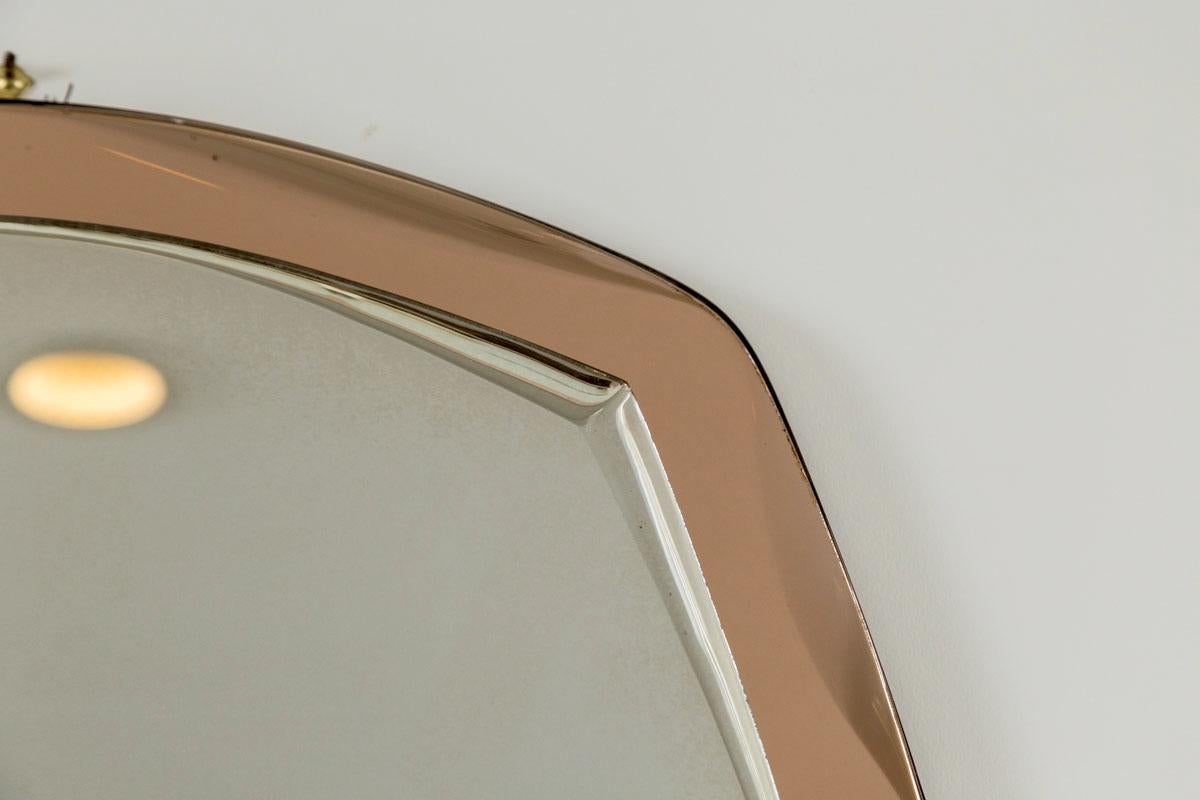 Mid Century Italienisch Pfirsich Cristal Arte Wandspiegel im Zustand „Gut“ im Angebot in Westport, CT