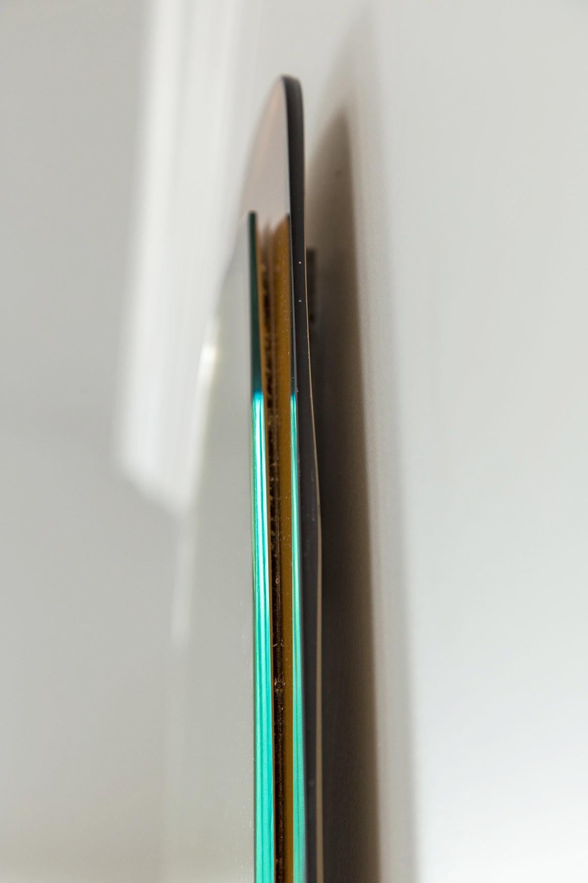 Mid Century Italienisch Pfirsich Cristal Arte Wandspiegel im Angebot 3