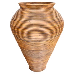 Mid-Century Italienisch Bleistift Reed Bambus Boden Vase Umbrella Stand