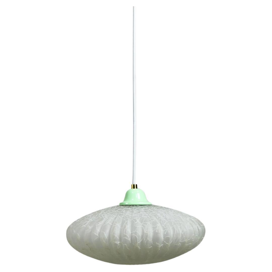 Mid Century Italian Pendant Lamp made in Opal Glass For Sale