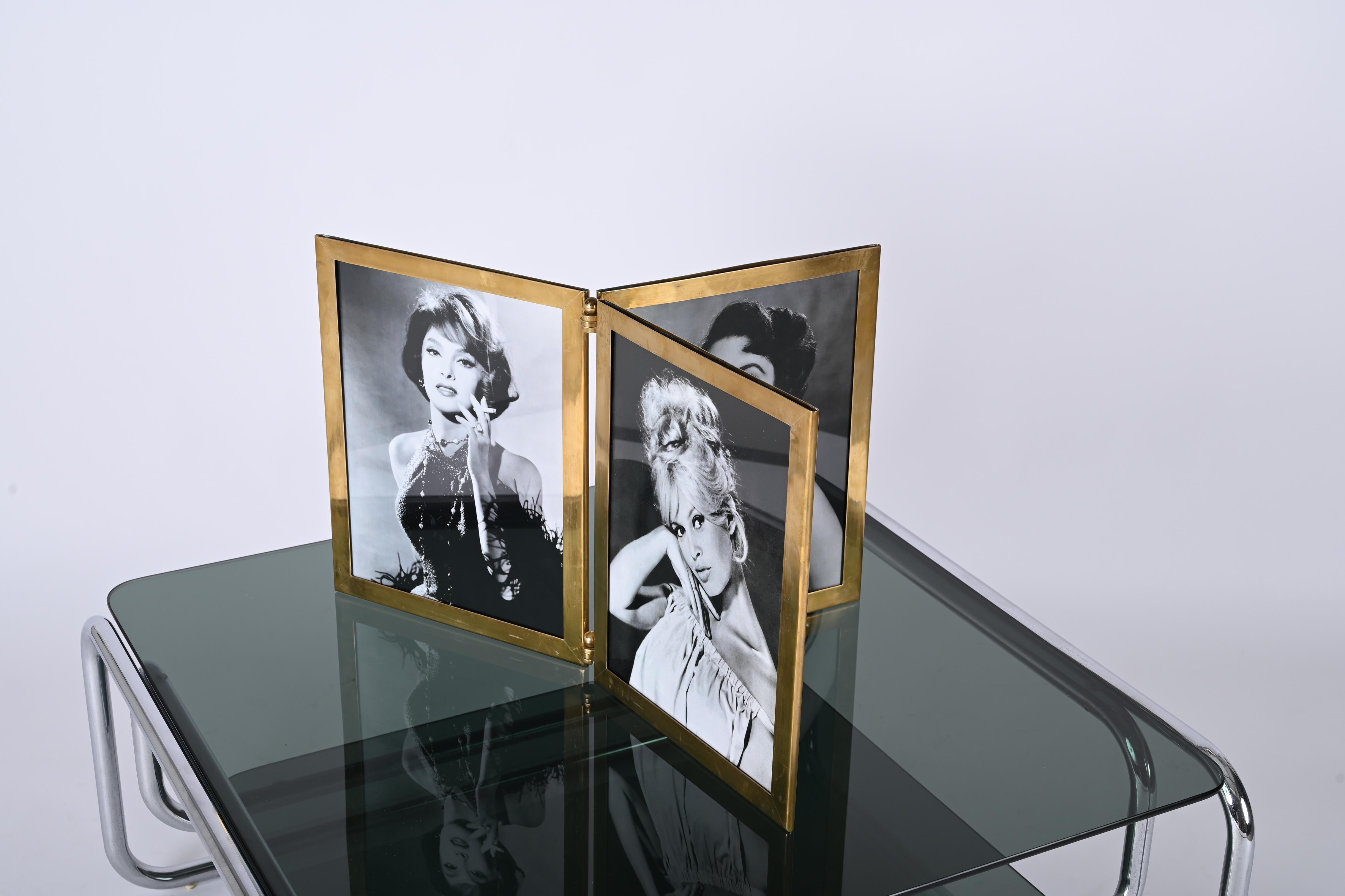 Mid-Century Italian Photo Frame in Solid Brass, Hollywood Regency, 1950s For Sale 4